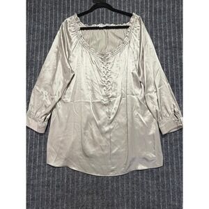 Givenchy Paris Lace Up Silk Blouse Womens 44 Old Money Regencycore Victorian